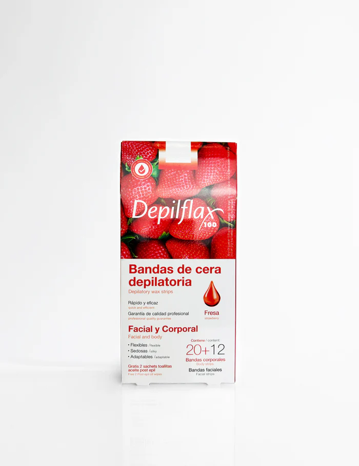 Depilflax At Home Waxing Strips Strawberry - 20+12 stk
